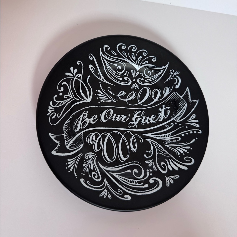 Disney Parks “Be Our Guest” Black Chalkboard Art Side Plate Beauty and the Beast
